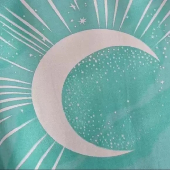 Green Cosmic Galaxy Moon Boho Short Kimono Coverup Robe - Picture 10 of 11